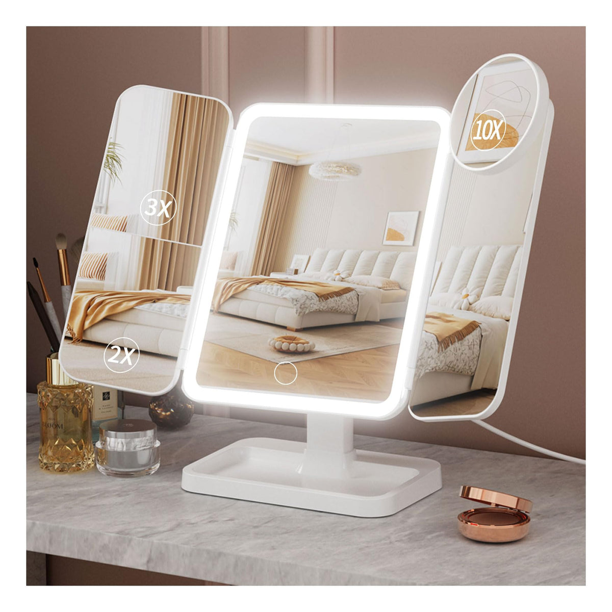 Miroir YGGPOQO avec éclairage 75 diodes lumineuses pour un maquillage précis