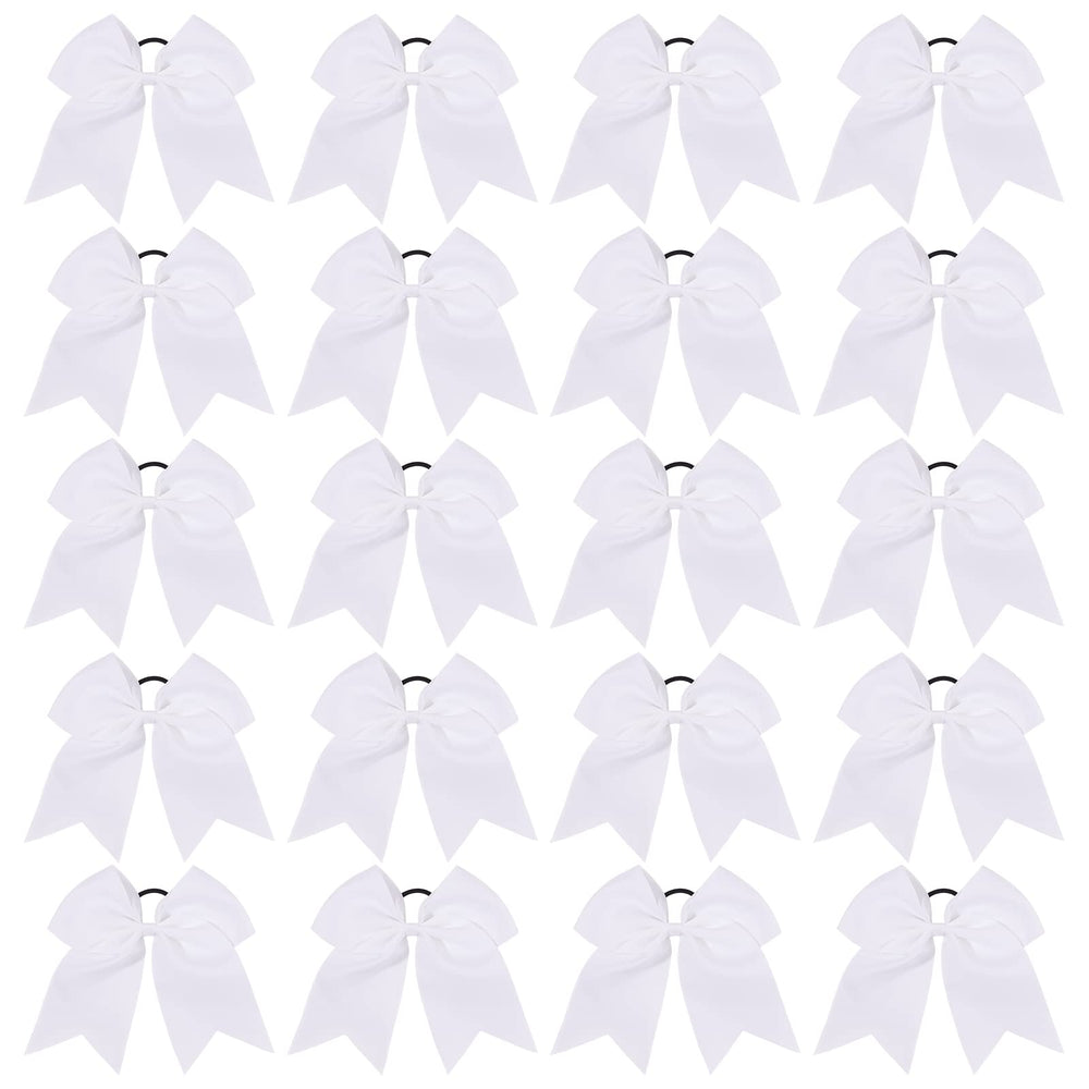 Nœuds-pompon 8-pouces blancs YHXX YLEN, parfaits pour les tenues de pom-pom girls.