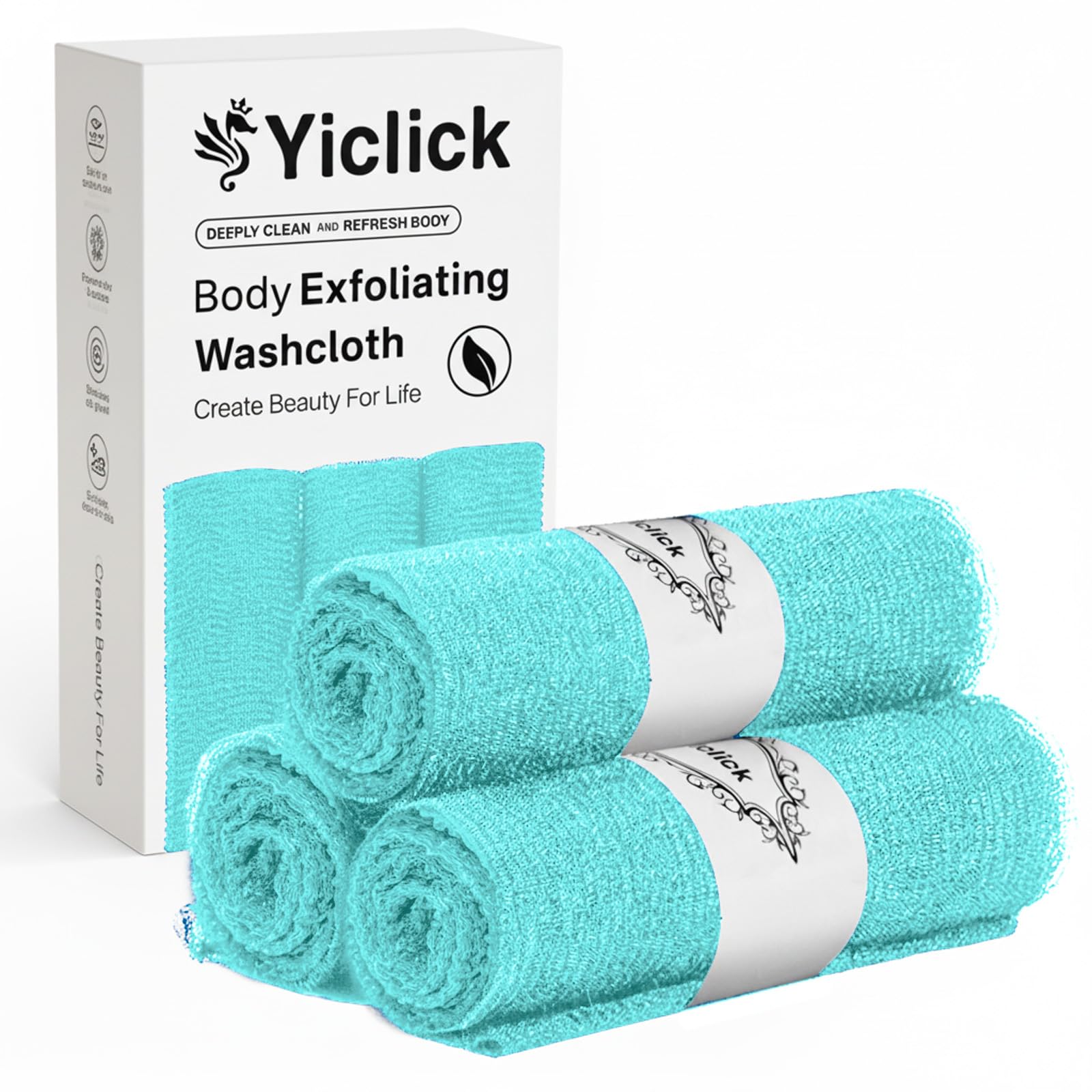 Gant exfoliant Yiclick ensemble de 3 pièces pour le nettoyage.