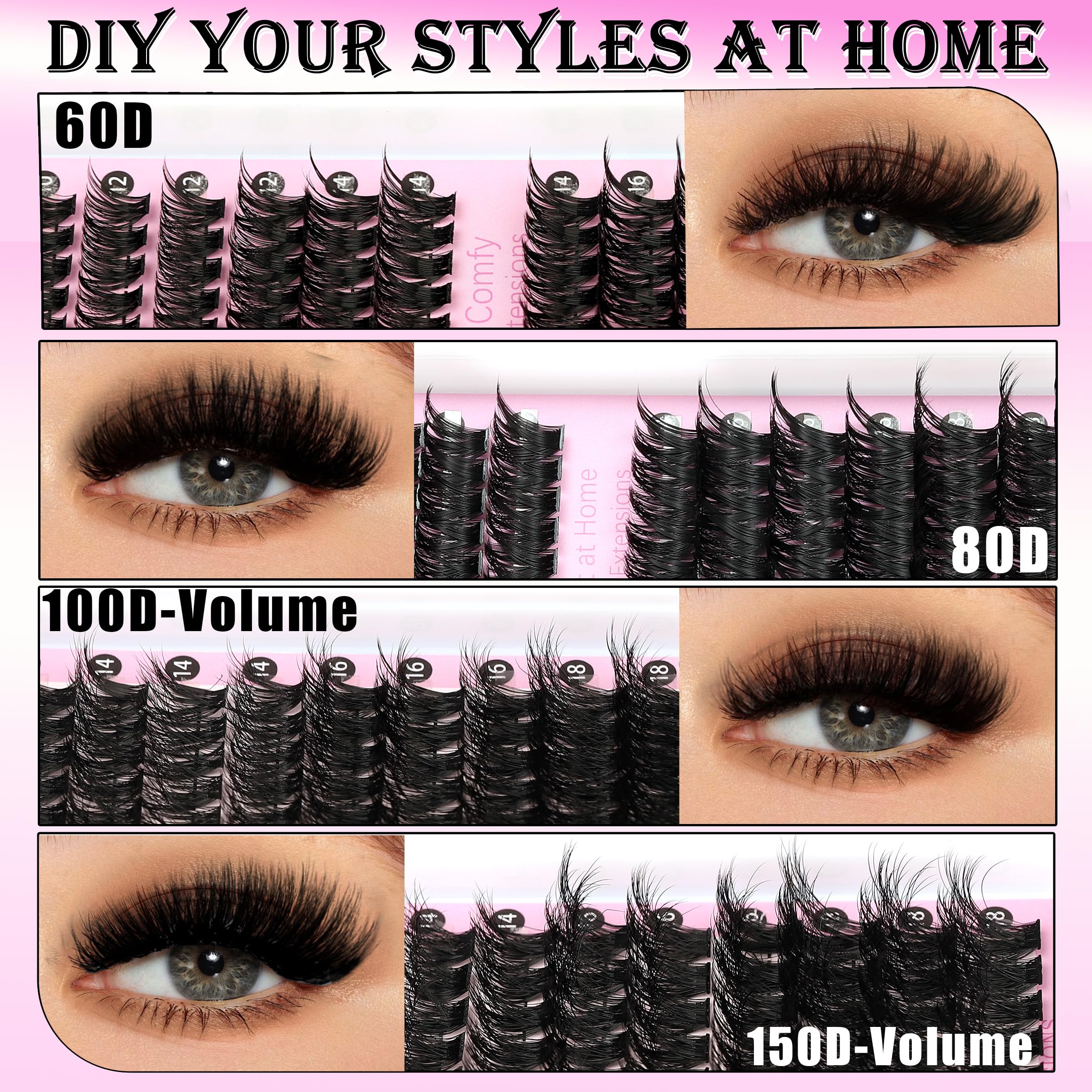 Cils clusters YIDUO 100D pour un volume dramatique et élégant.