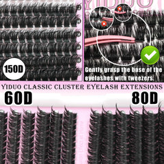 Cils clusters YIDUO 150D pour un effet wow et épais.