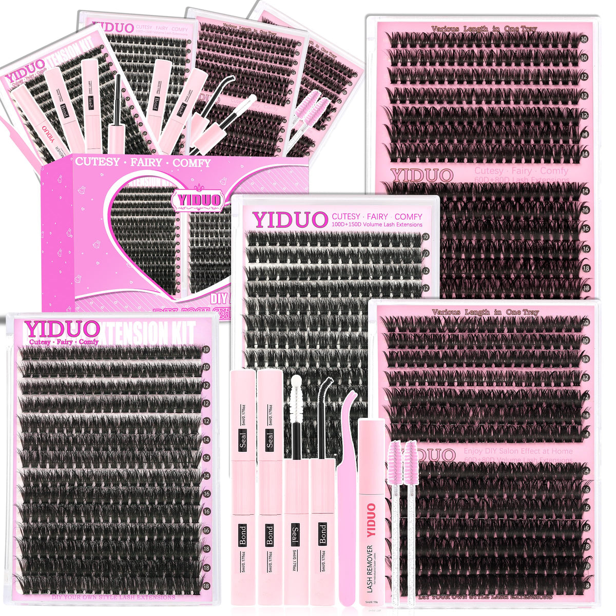 Cils clusters YIDUO 60D pour un volume léger et durable au quotidien.