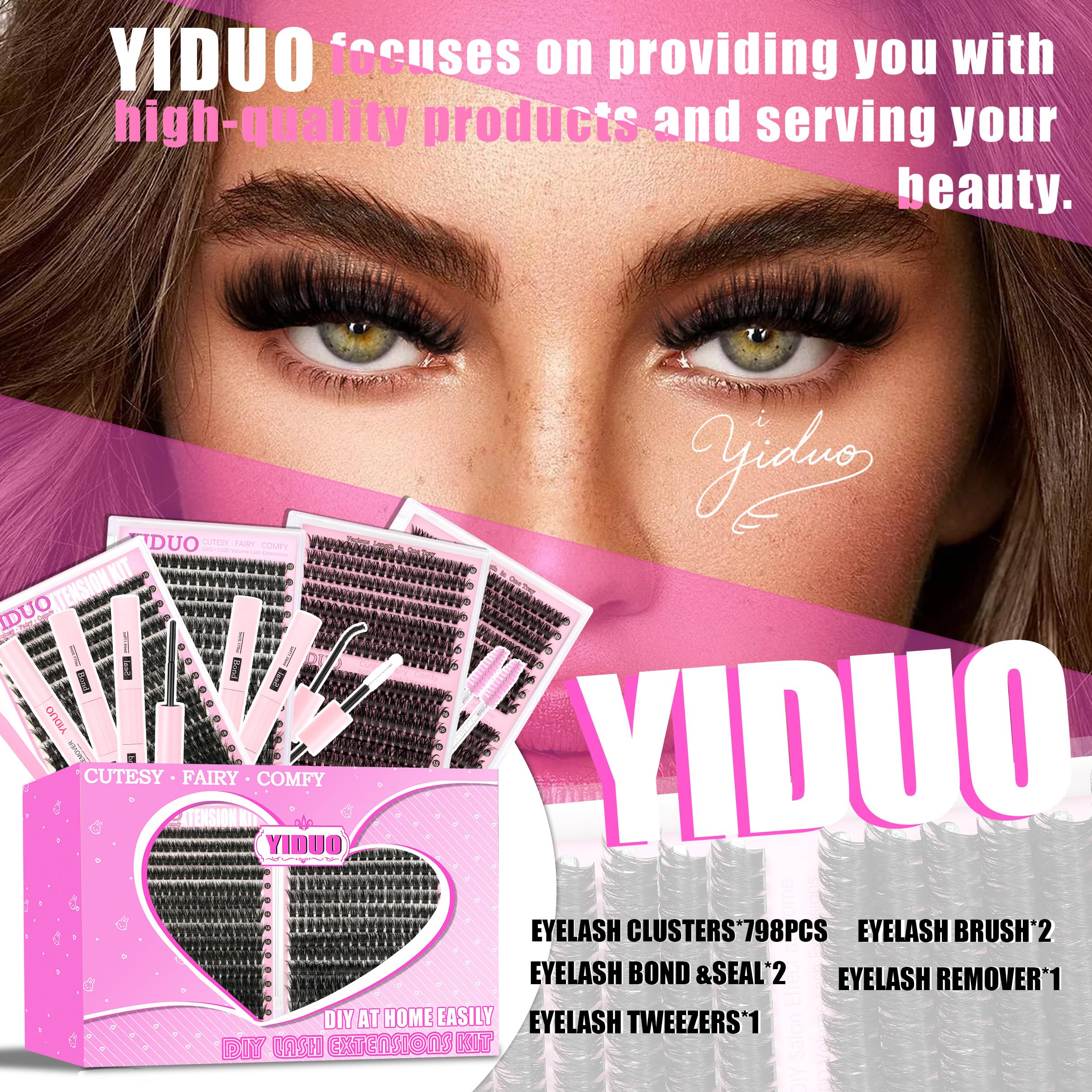 Cils clusters YIDUO 80D pour un effet fluffy et plein d’intensité.