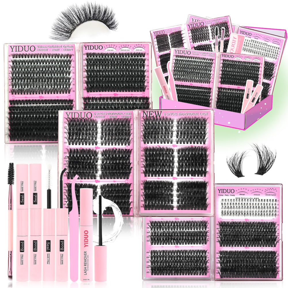 YIDUO ensemble 6 boîtes cils clusters pour varier votre look à domicile.