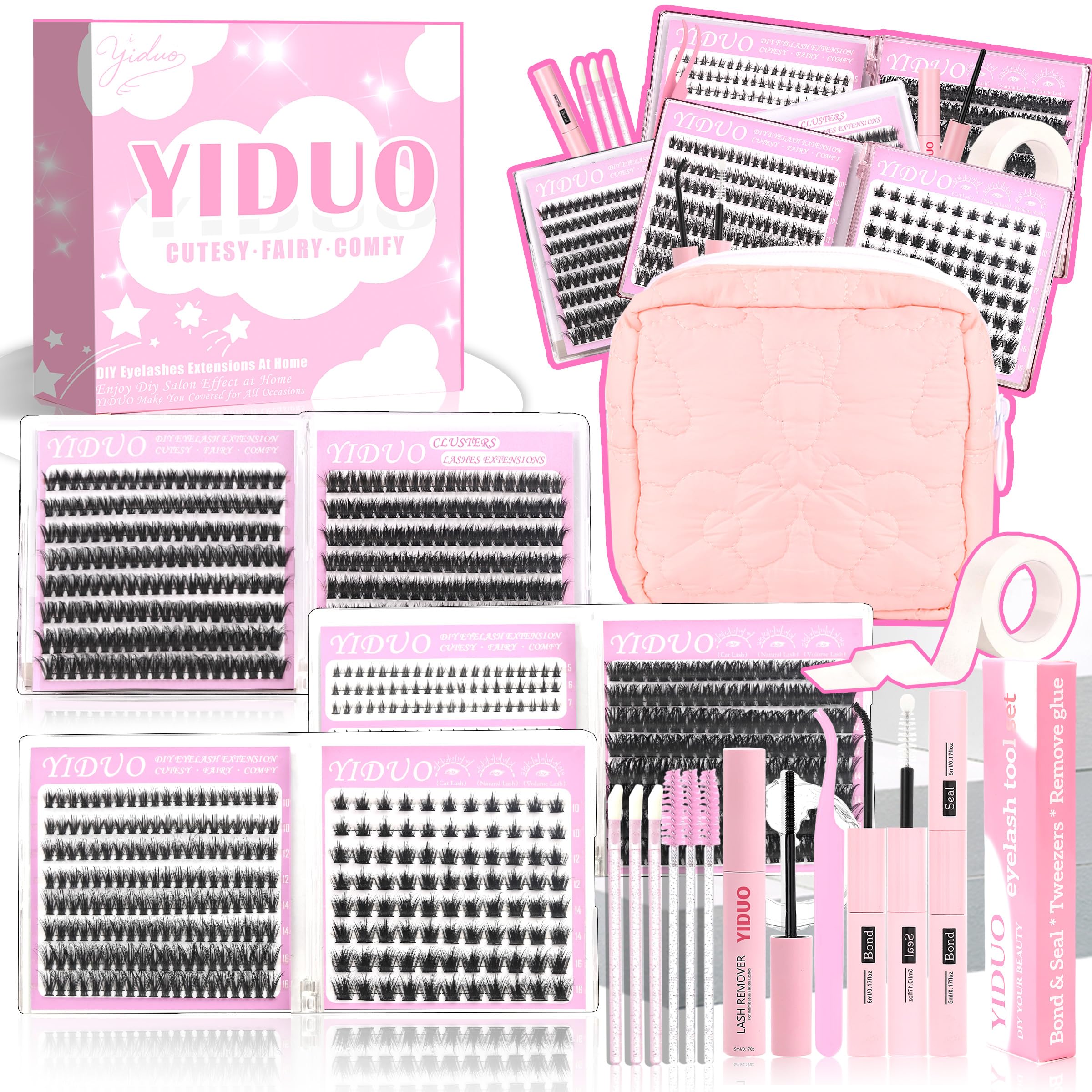 Kit YIDUO d’extensions cils six styles avec spikes pour volume naturel
