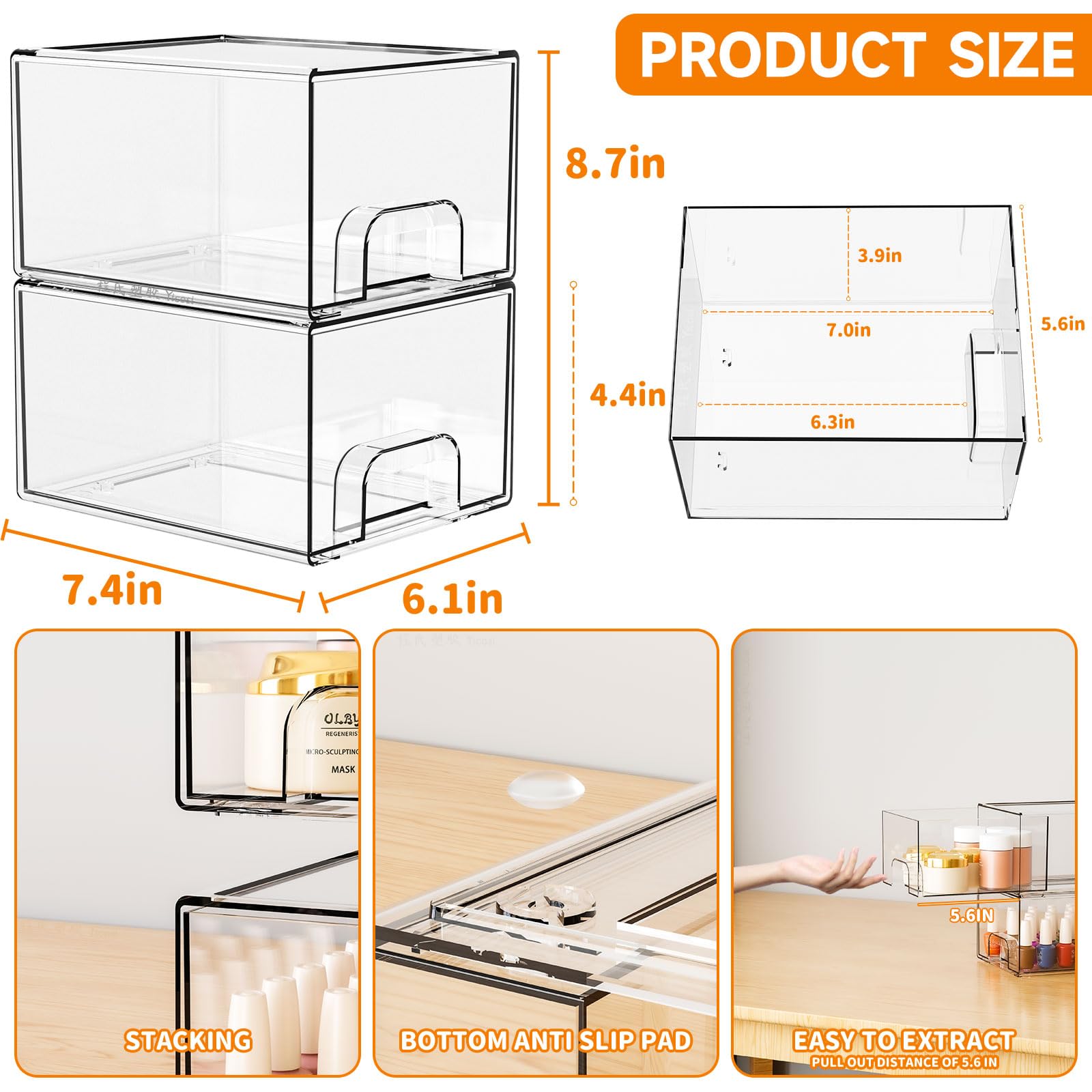 Yieach organisateur maquillage en acrylique, visuel et pratique.