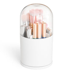 Porte-pinceaux Yieach rotatif en acrylique blanc avec étui, rangement élégant et pratique.