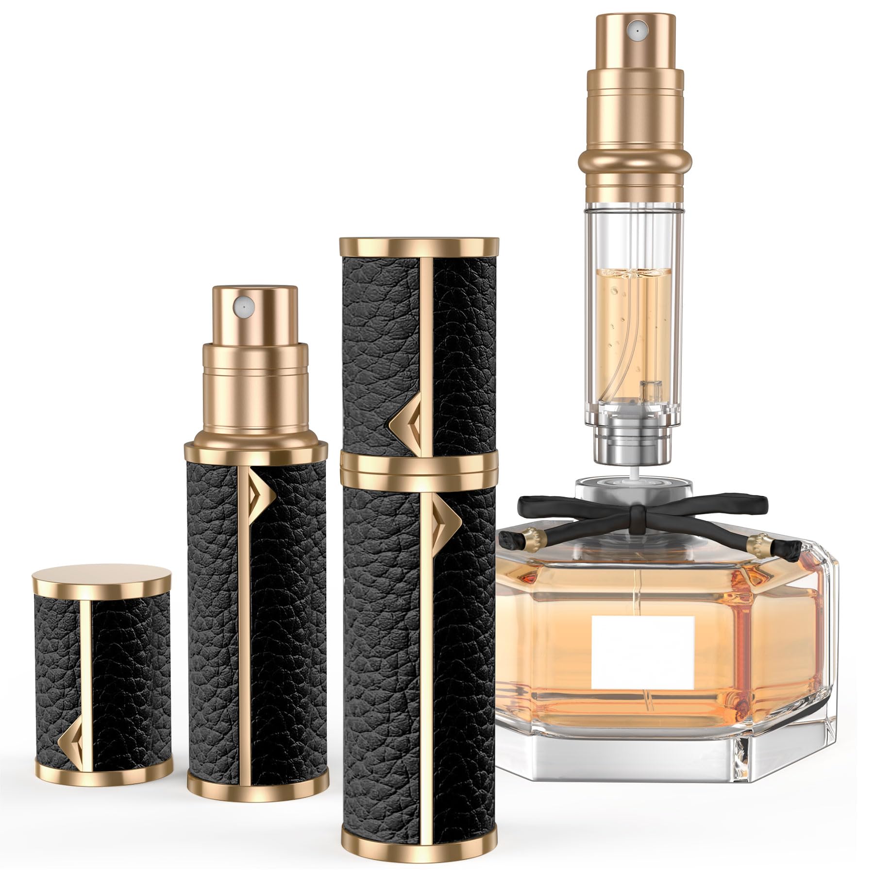 Parfum YIERSO, bouteille 5 ml noire, brume précise pour déplacements.