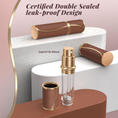 Étui en cuir véritable YIERSO brun, esthetique et discret pour le parfum mobile.