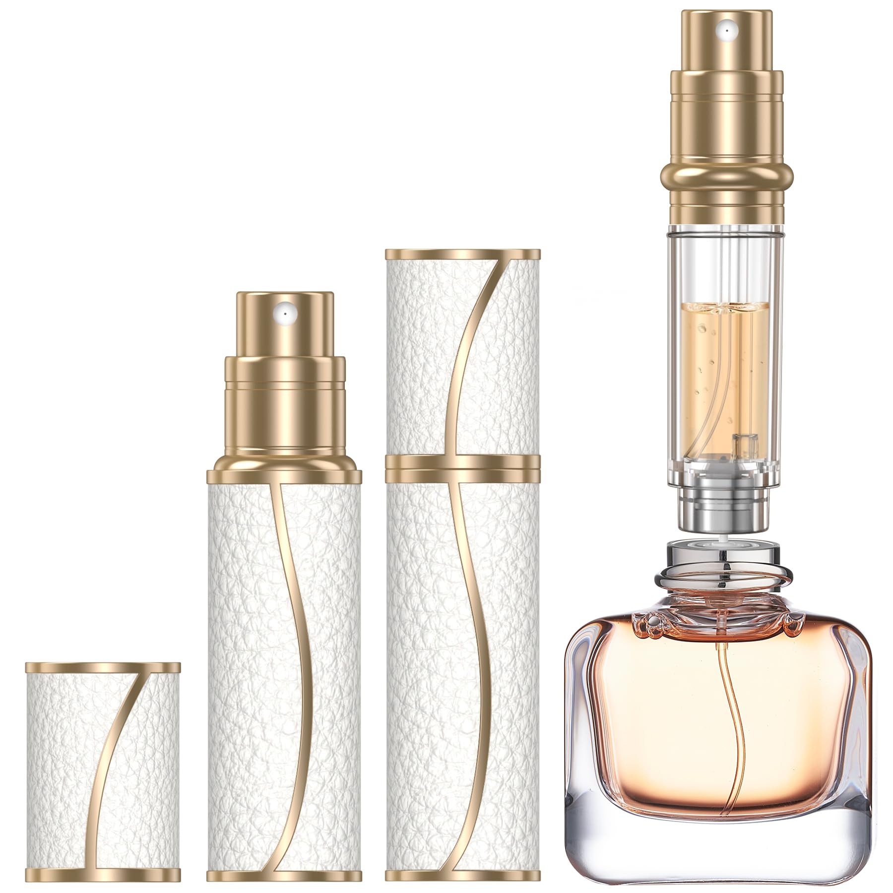 Atomiseur YIERSO rechargeable 10 ml avec coque en cuir, pratique pour voyager.