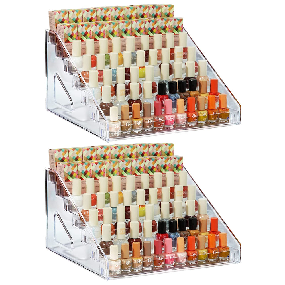 YIEZI Organisateur de vernis montrant 84 bouteilles sur 7 niveaux pour un rangement clair.