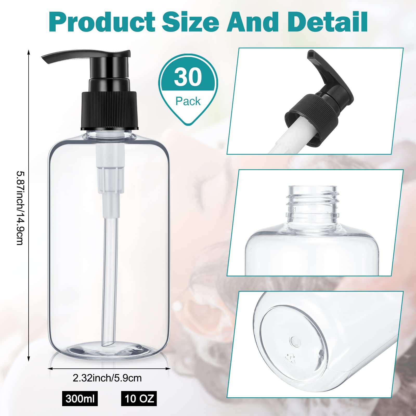 Bouteille pompe blanche Yinder, idéale pour shampooing et lotion en déplacement.