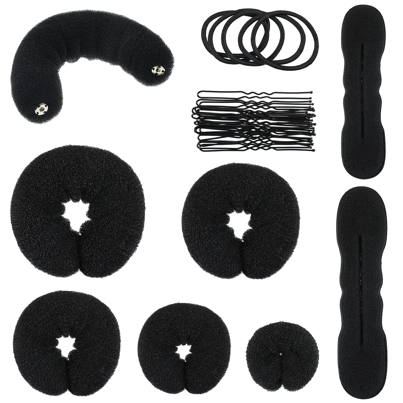 Yinder ensemble moules chignon beignet – kit complet pour créer des chignons élégants.