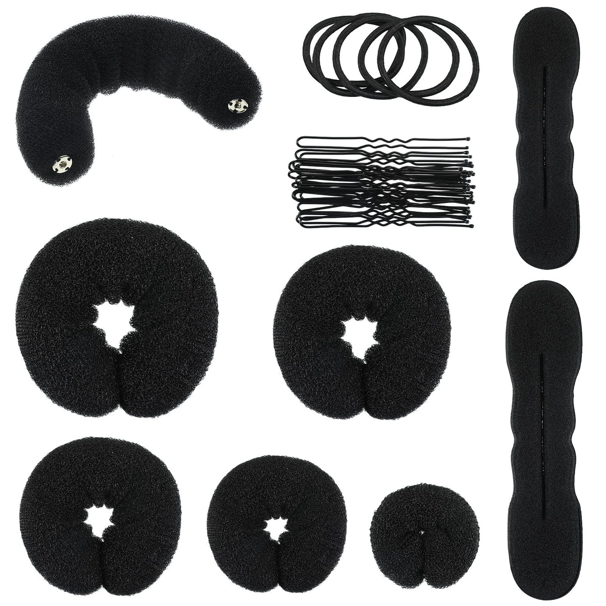 Yinder ensemble moules chignon beignet – kit complet pour créer des chignons élégants.