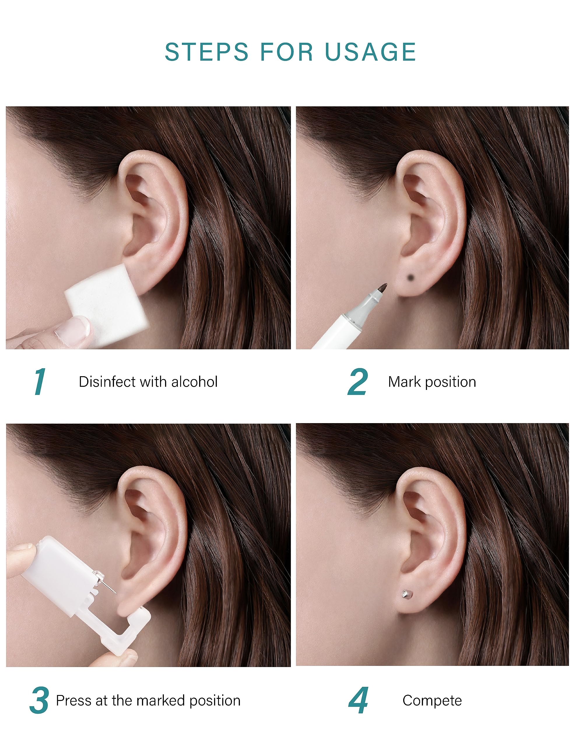 Ensemble Yiorxu de 8 kits piercing oreilles jetables, pratique et hygiénique.