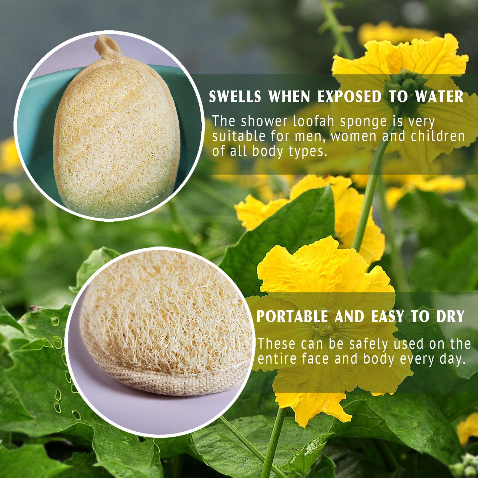 Loofah YIQINGJIE avec corde en haut pour un rangement pratique.