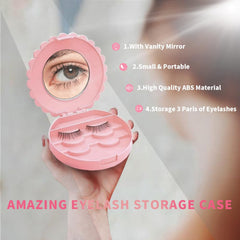 YiQiYi boîte cils miroir rose compacte pour beauté nomade.