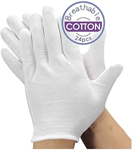 Gants coton blanc YITIAOYU, ensemble 24 paires, douceur durable pour la peau.