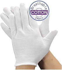 Gants coton blanc YITIAOYU, ensemble 24 paires, douceur durable pour la peau.
