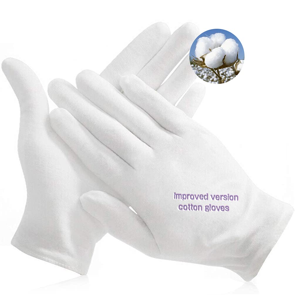 Gants coton blancs YITIAOYU, ensemble 24 pièces: idéal pour l'hydratation nocturne des mains.