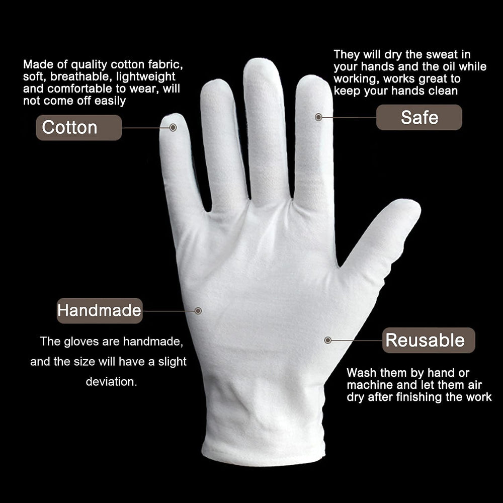 Gants coton blancs YITIAOYU, manipulation sûre d’objets délicats et archivage.