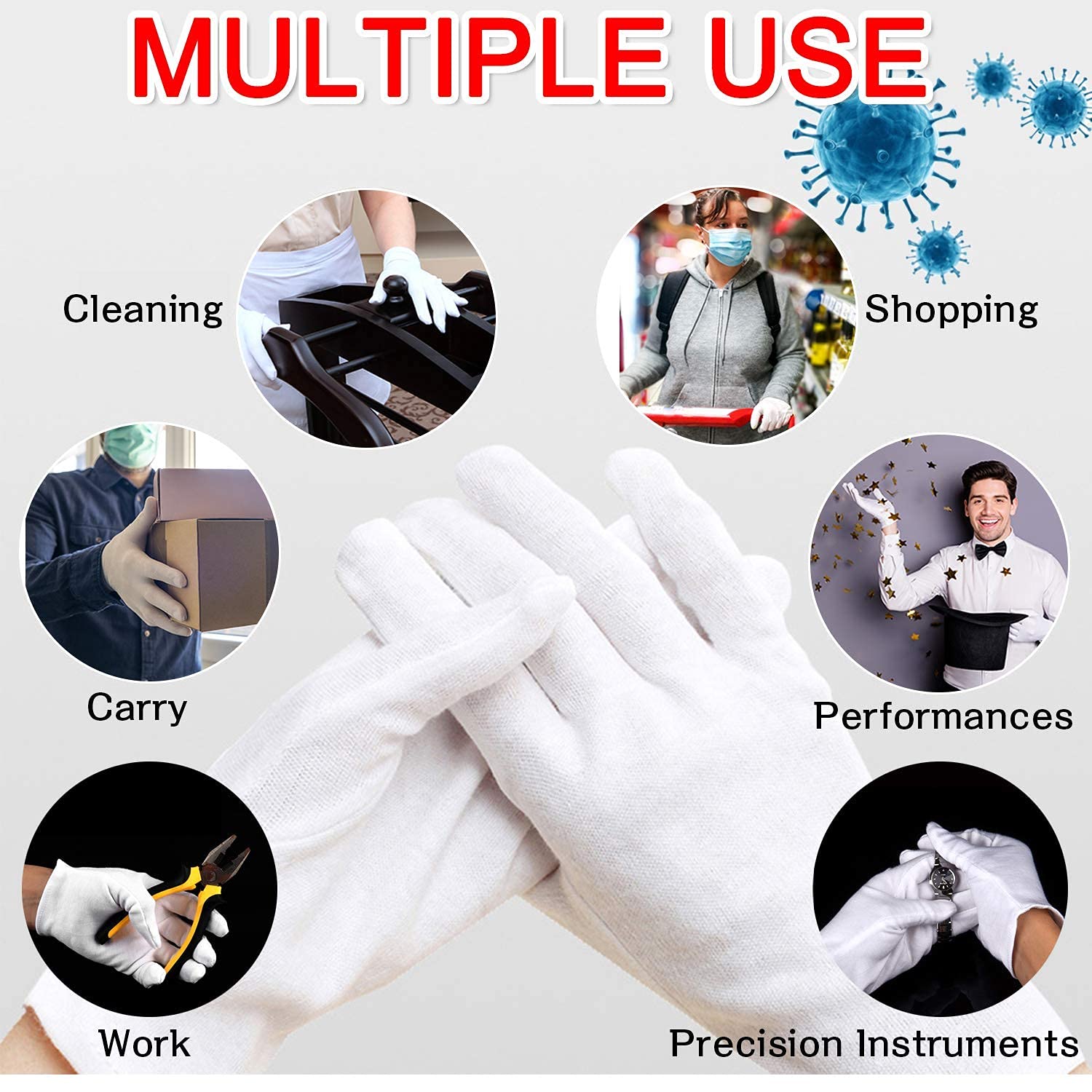 Gants coton blanc pour protection légère pendant les activités quotidiennes.