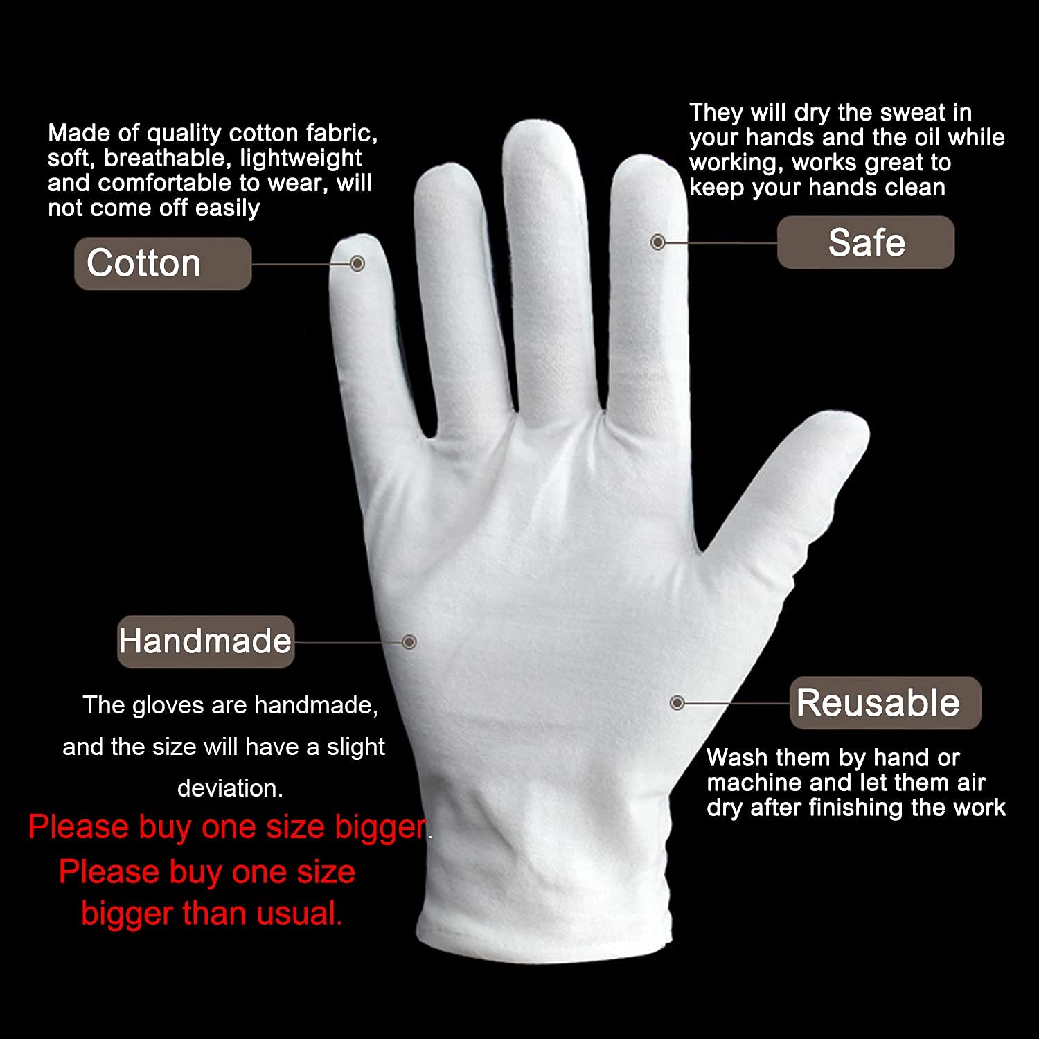 Gants-coton-utilisations-diverses YITIAOYU, adaptés au port quotidien et au soin des mains.