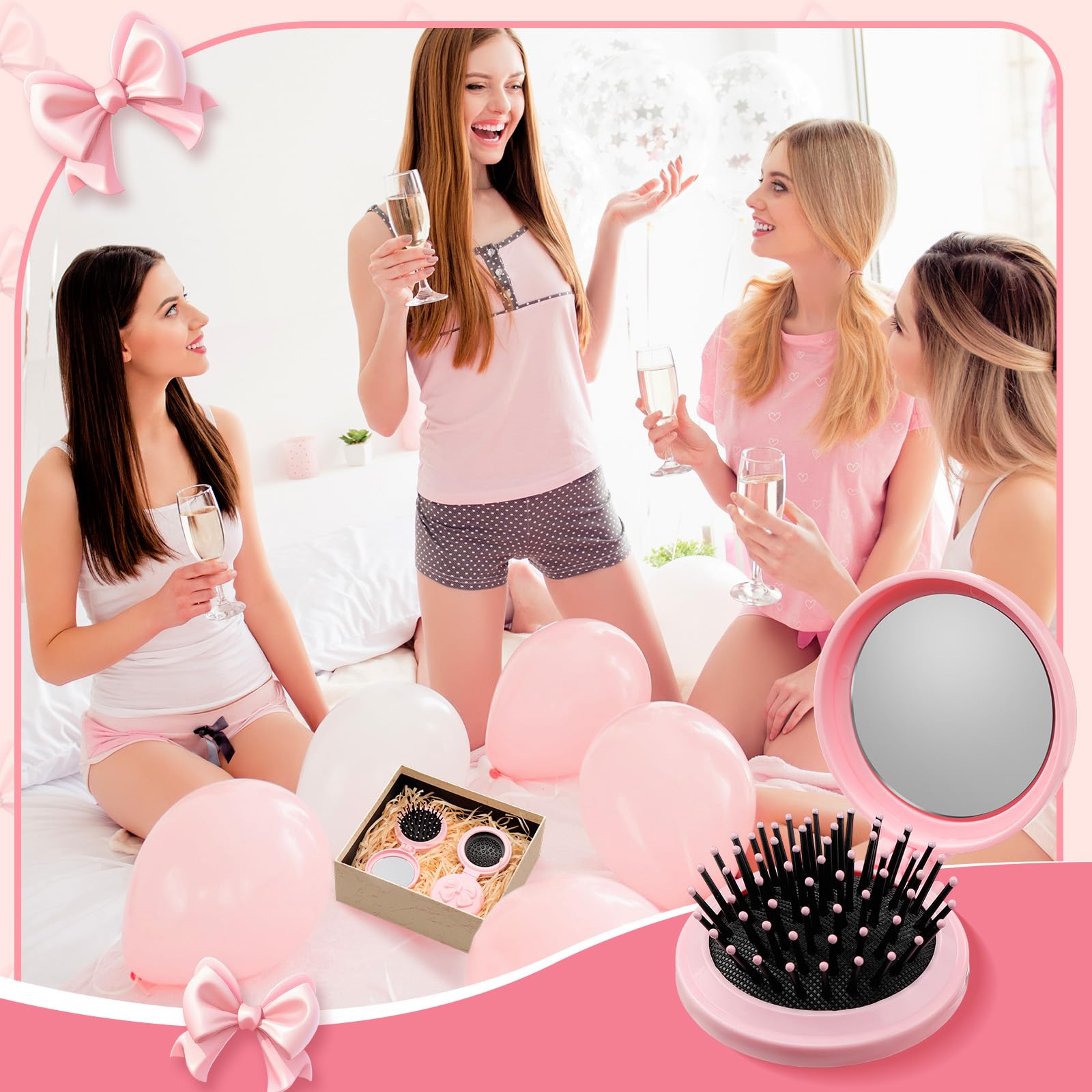 Brosse compacte portable Yiyiring rose, idéale pour déplacements.