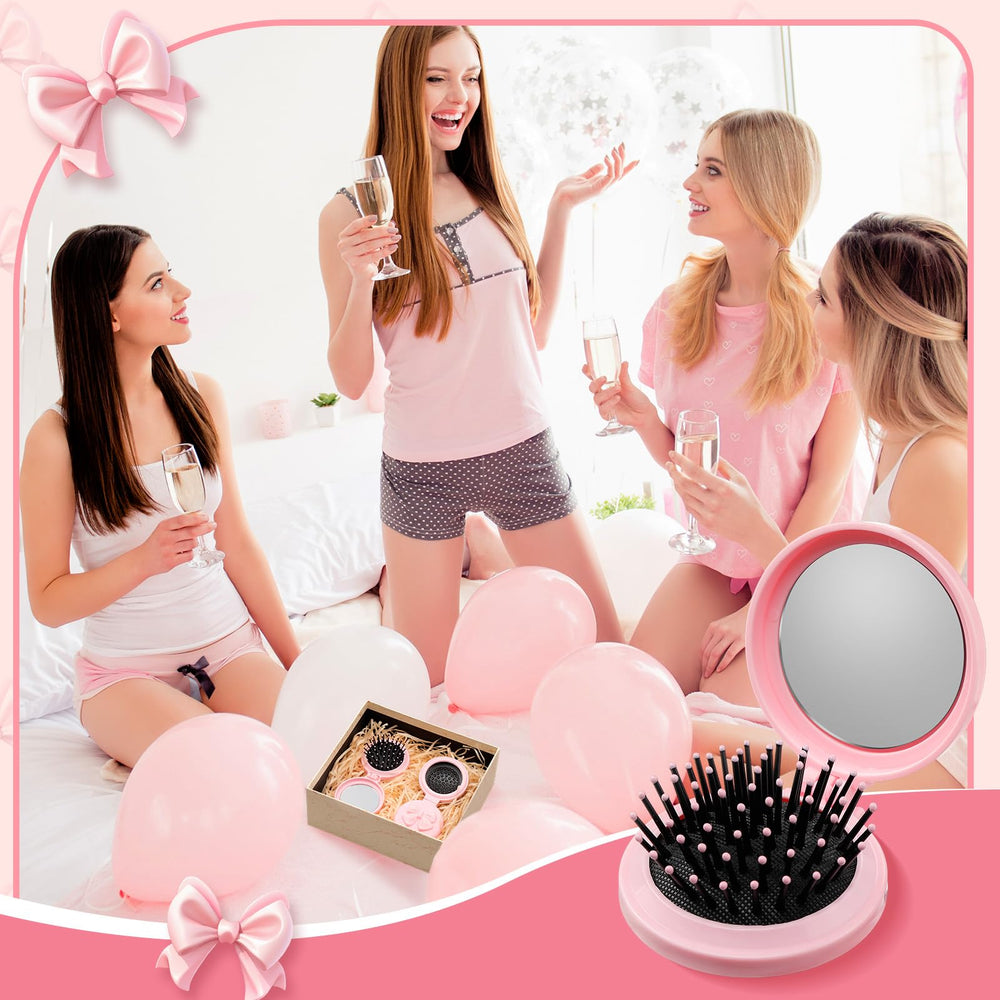 Brosse compacte portable Yiyiring rose, idéale pour déplacements.
