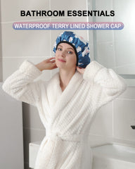 Cap-douche YIZIJIZI grand format bleu couvre cheveux épais.