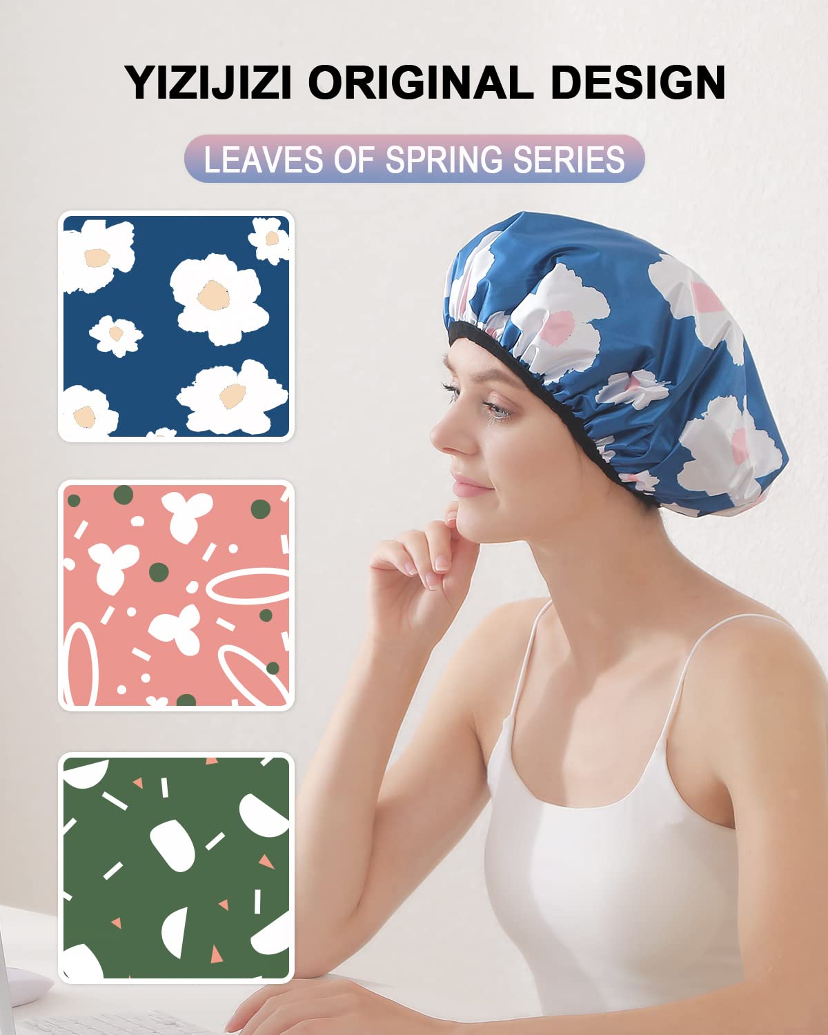 Motif coloré YIZIJIZI cap-douche apporte style et protection.