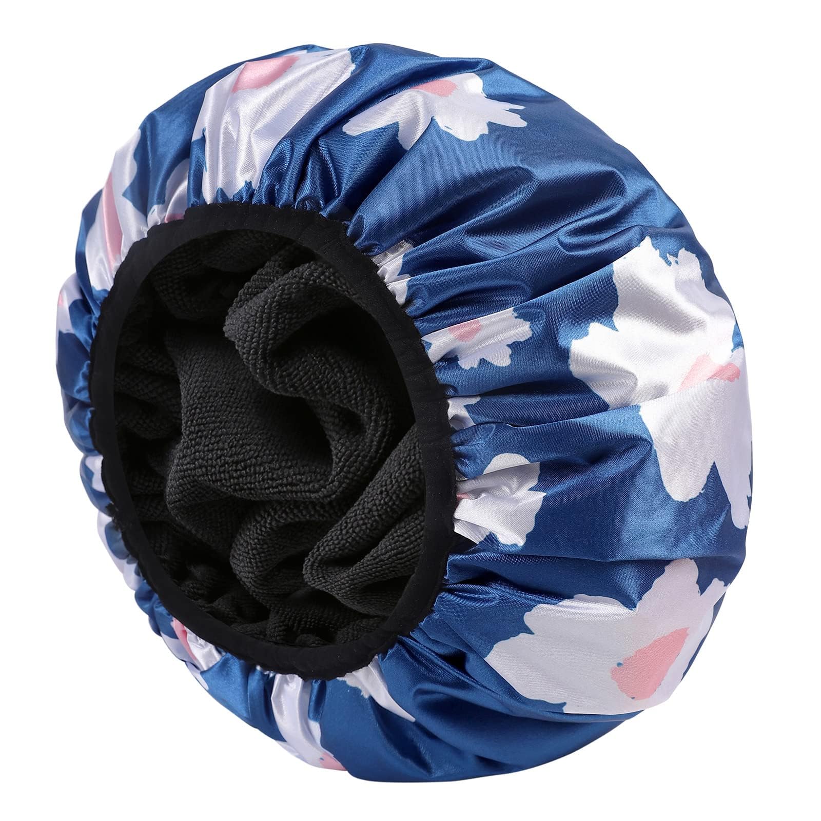 Cap-douche YIZIJIZI trois couches bleu pour absorption et protection.