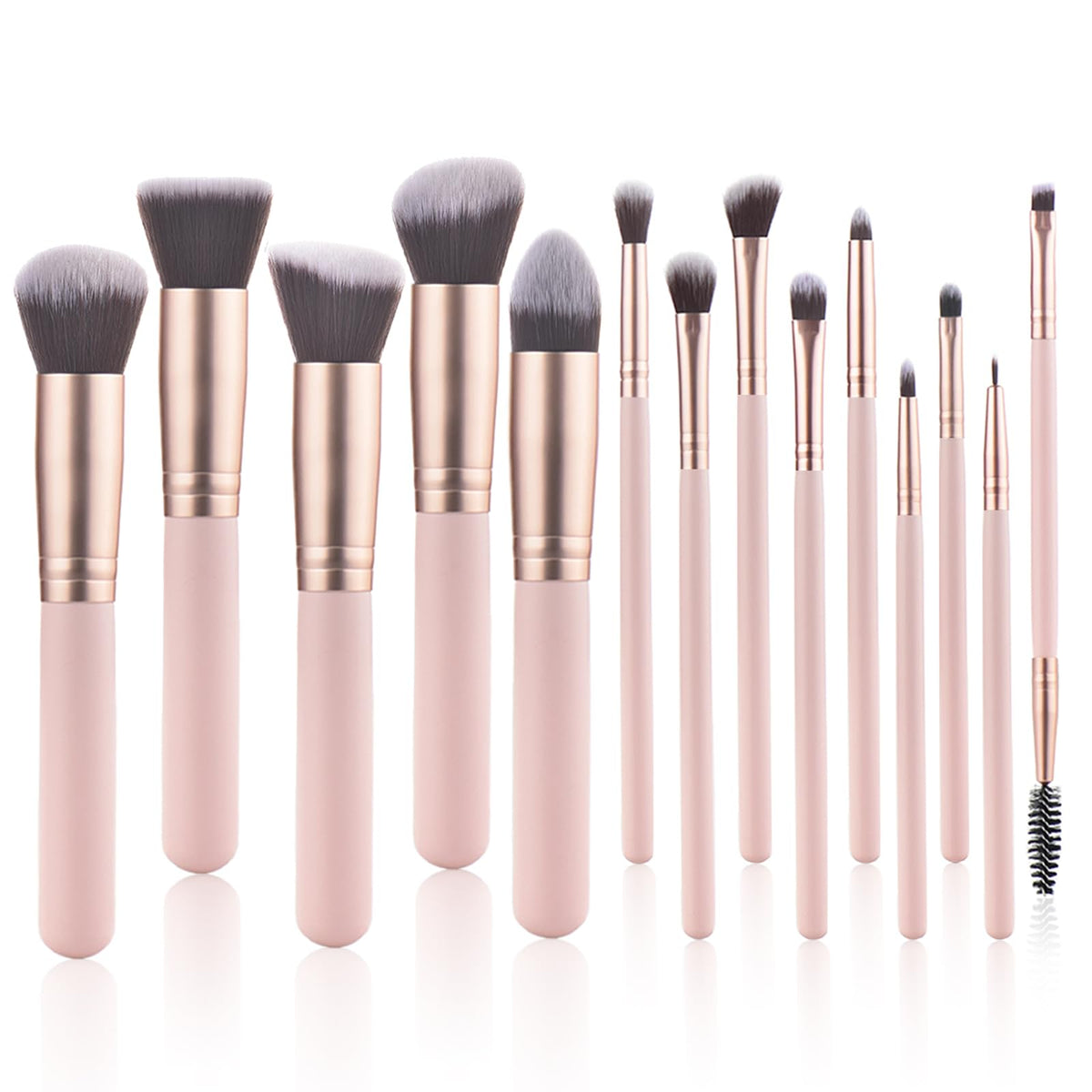 Ensemble YJ-Anyue de 14 pinceaux rose, pour un maquillage précis et agréable.