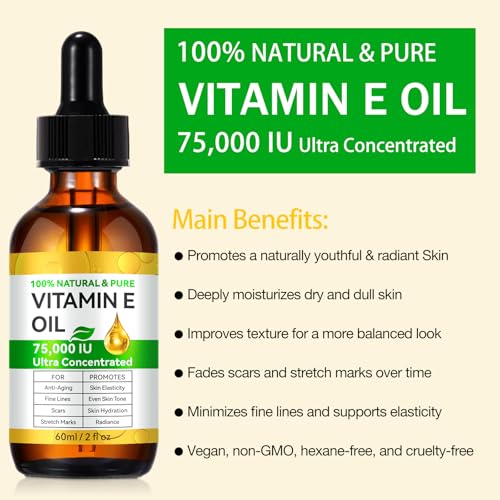 YJDHRPBI huile vitamine E : application visage et cou, soin quotidien doux.