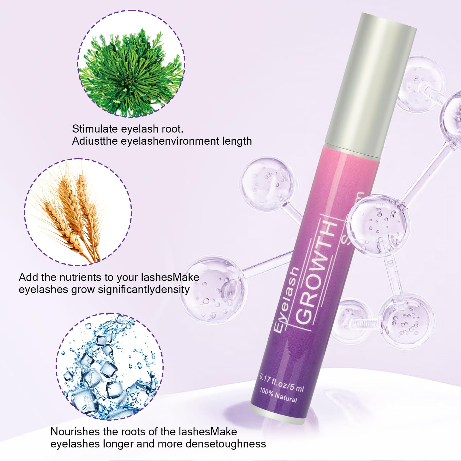 Formule naturelle et riche en extraits végétaux pour les cils et sourcils.