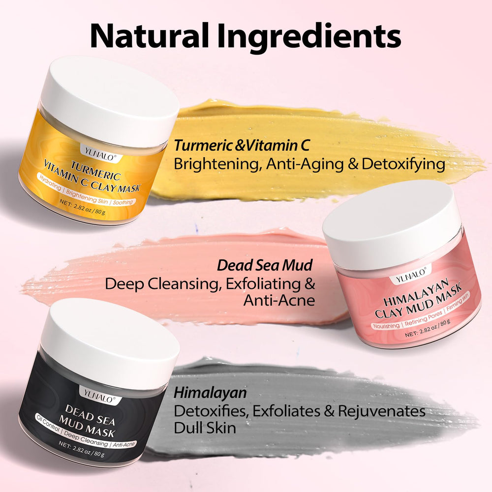 YLNALO masque argile Himalaya, absorbe les impuretés et exfolie légèrement.