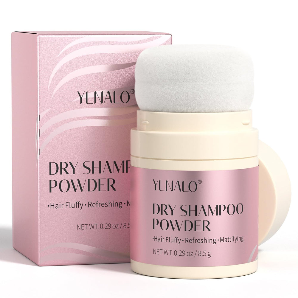 YLNALO poudre sèche cheveux matte en flacon montrant le design et l’allure naturelle