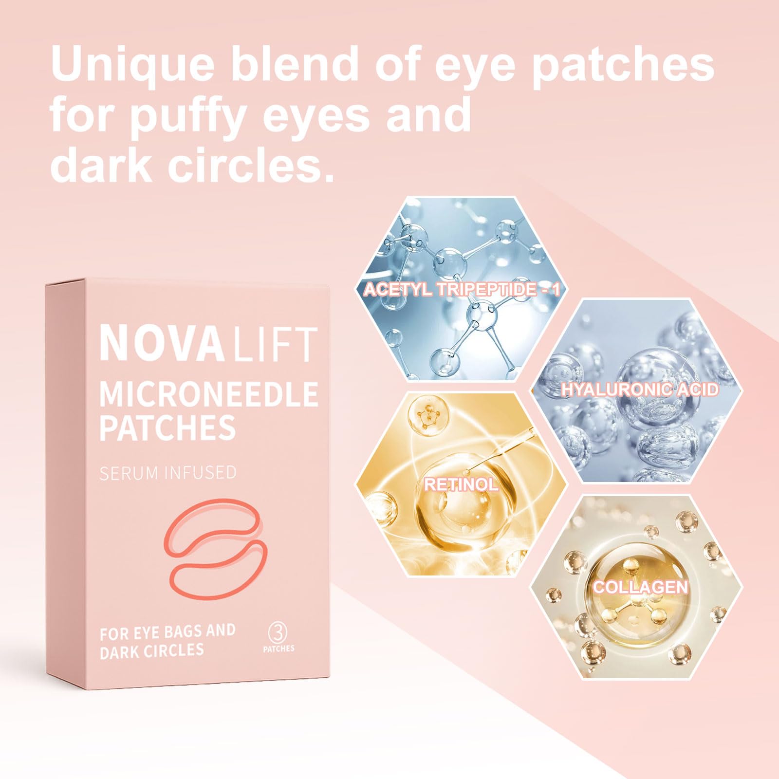 Novalift patches yeux, ingrédients rétinol et hyaluronique hydratants et raffermissants