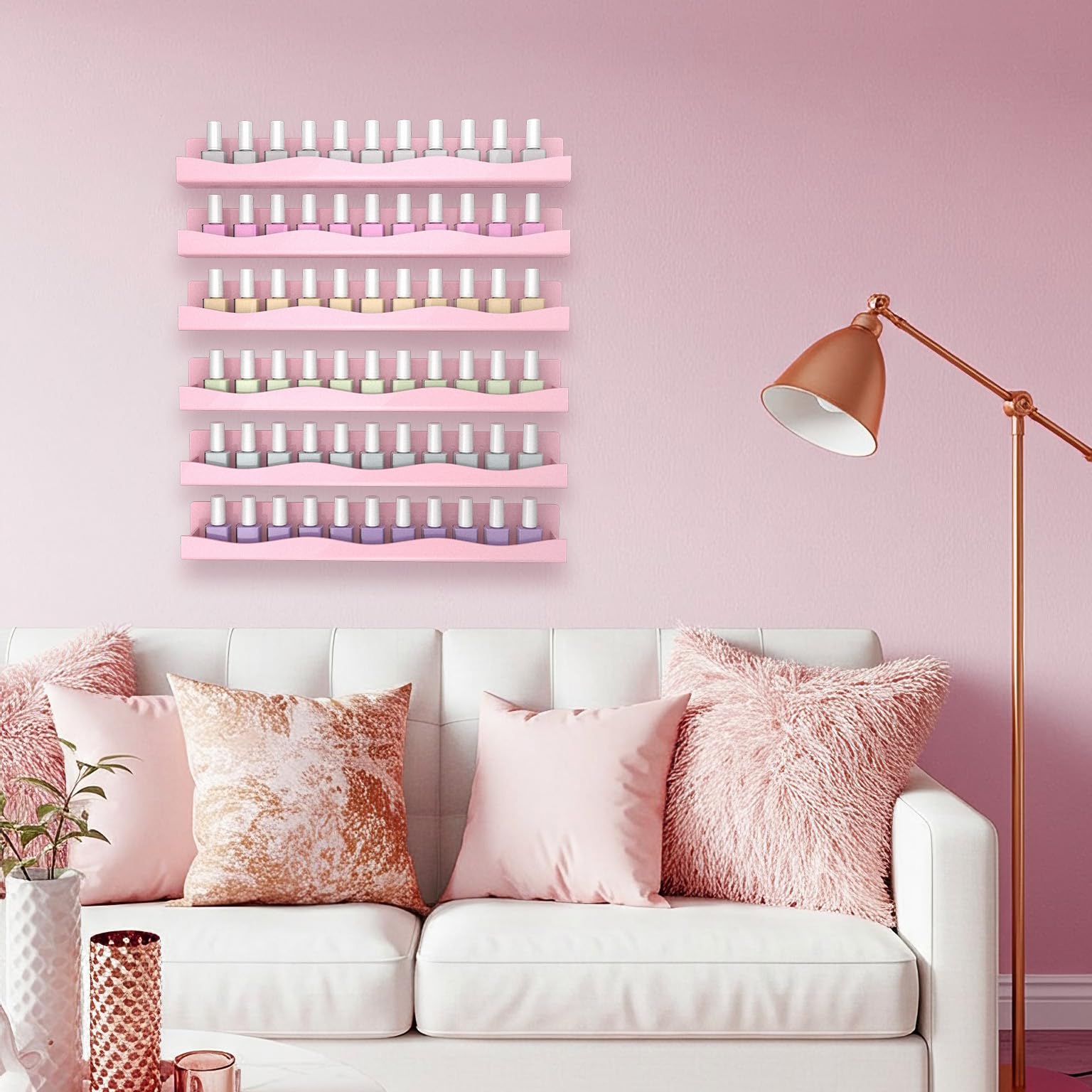 YMVV design moderne rose pâle, idéal pour salons et boutiques.