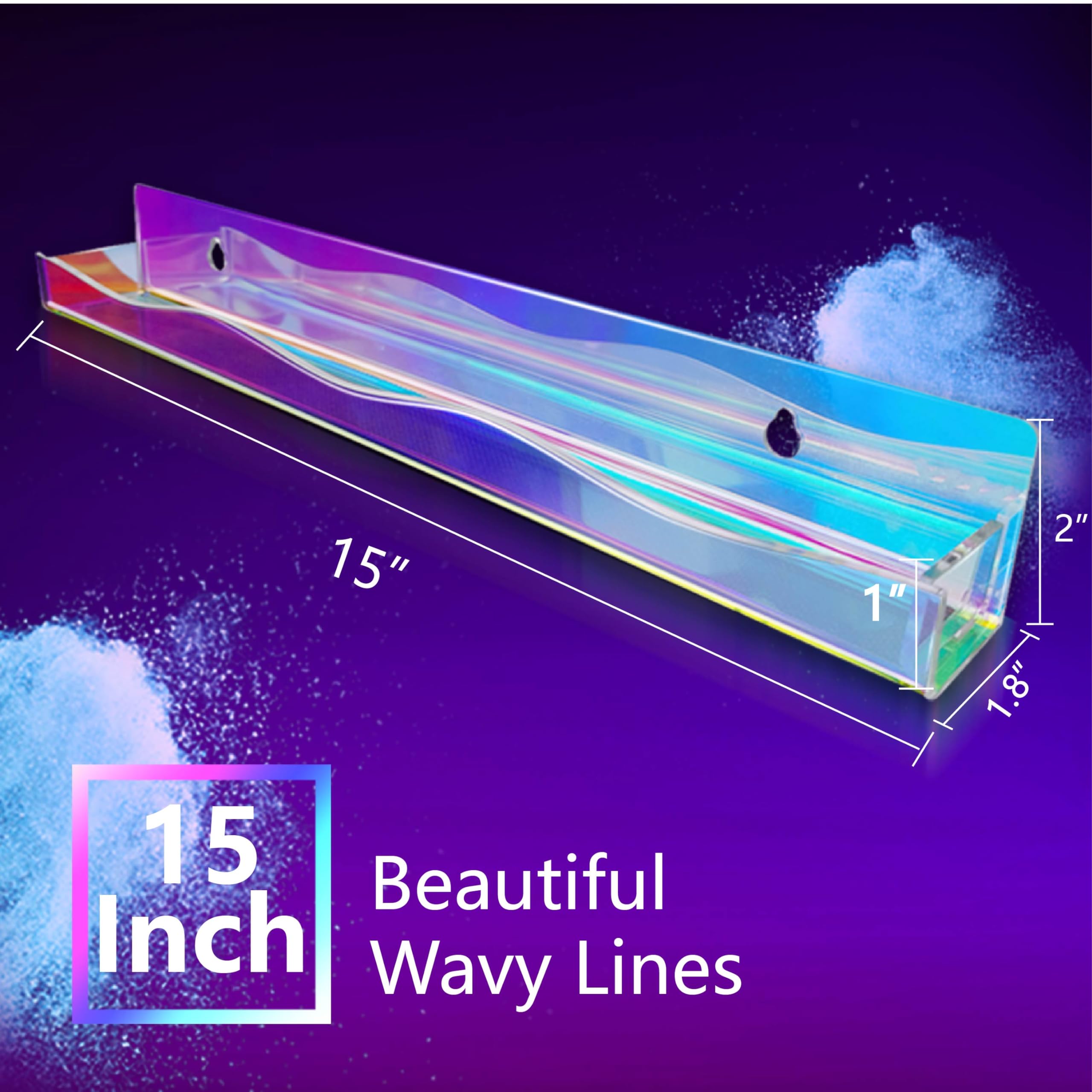 Étagère acrylique irisée, facilite la visualisation rapide des teintes.