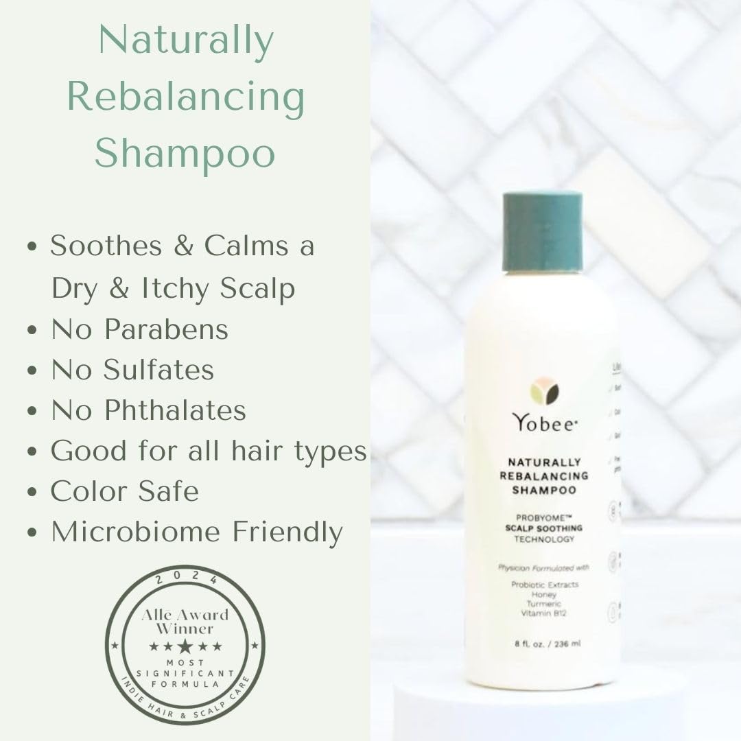 Yobee shampoing-probiotique miel-curcuma, ingrédients actifs visibles.