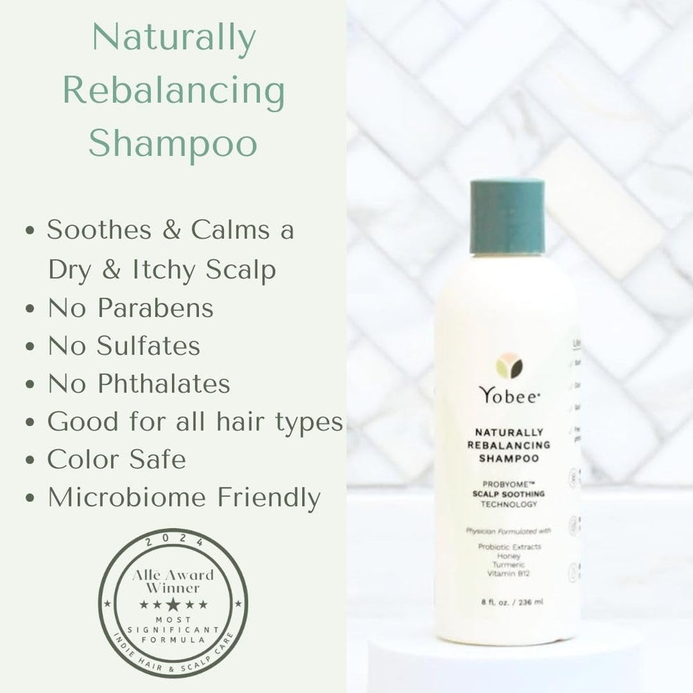 Yobee shampoing-probiotique miel-curcuma, ingrédients actifs visibles.