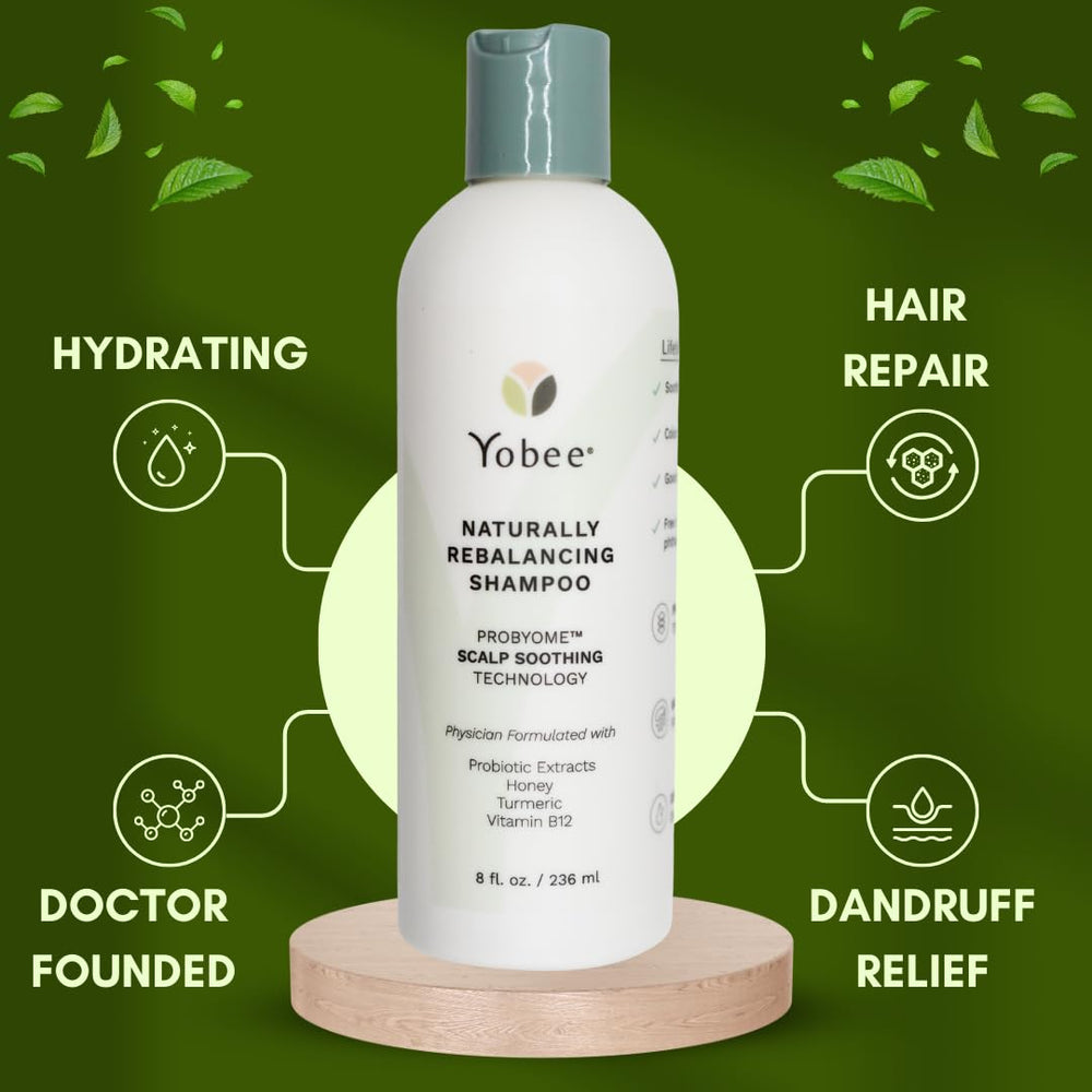 Yobee shampoing-rebalance mousse douce sur cheveux propres.