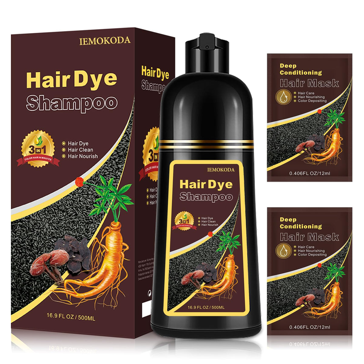 Shampoing colorant Yocisku vin rouge: bouteille prête à colorer et nourrir les cheveux.