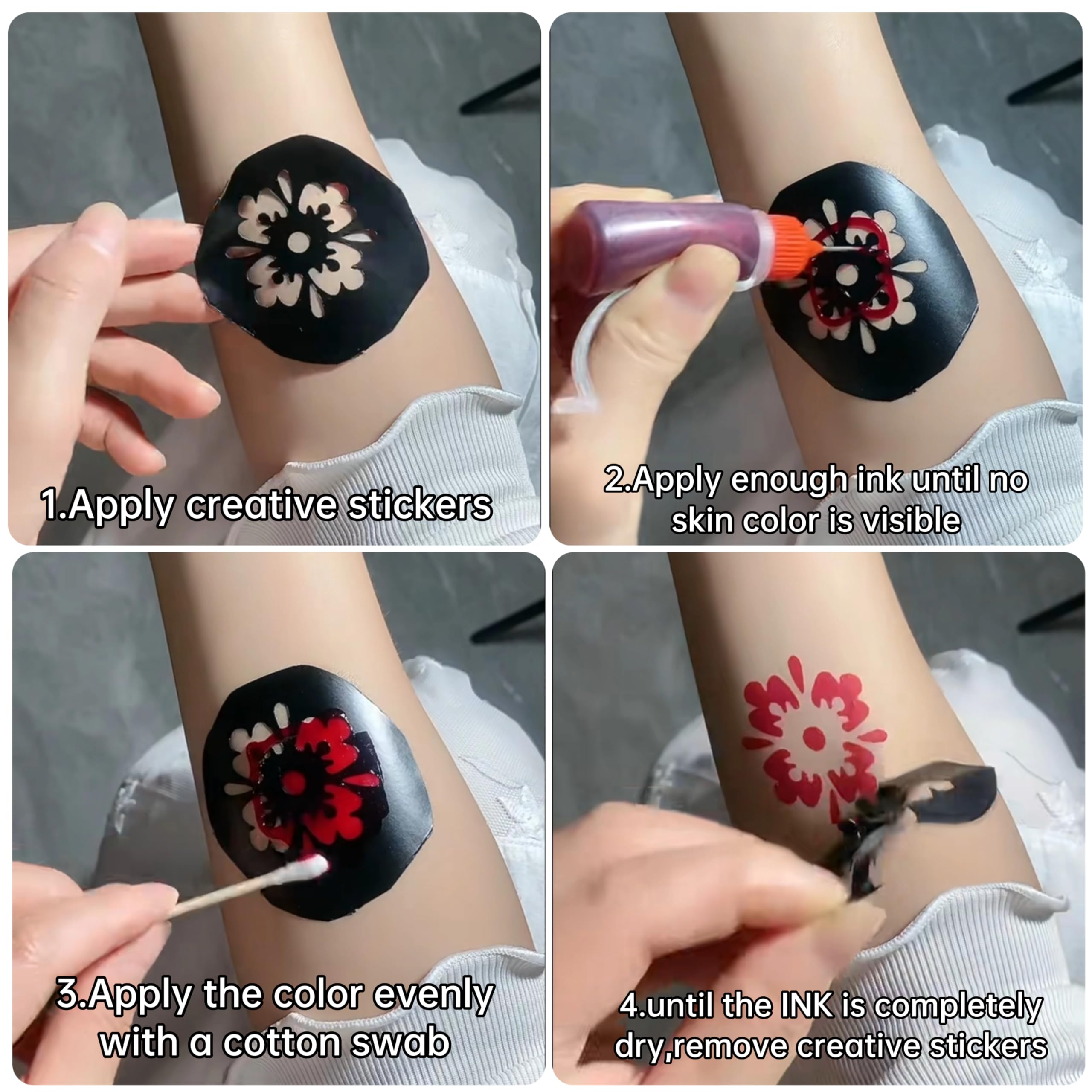 YoEALABY encre tatouage verte, designs frais et audacieux.
