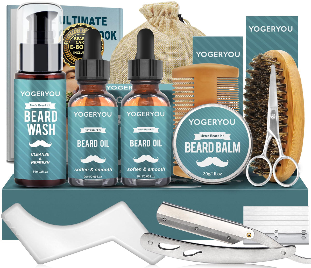 YogerYou coffret barbe rasoir droit : soin précis et routine pratique