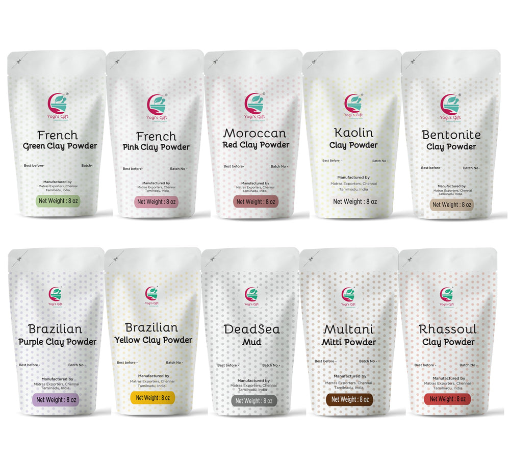 Palette d’argiles YOGI’S GIFT pour masques et savons – couleurs riches.