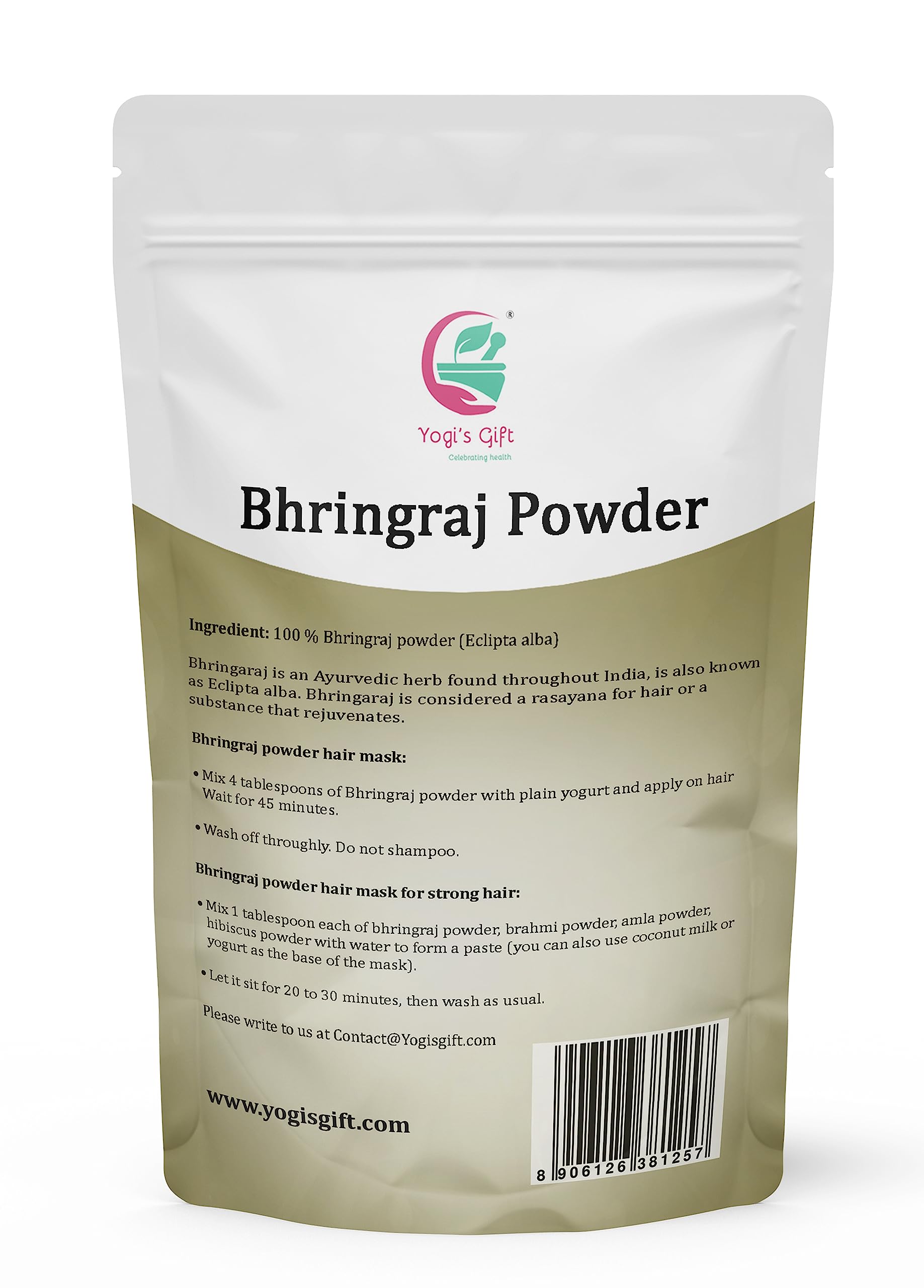 Yogi's Gift Poudre Bhringraj pour fortifier les racines et nourrir le cuir chevelu.