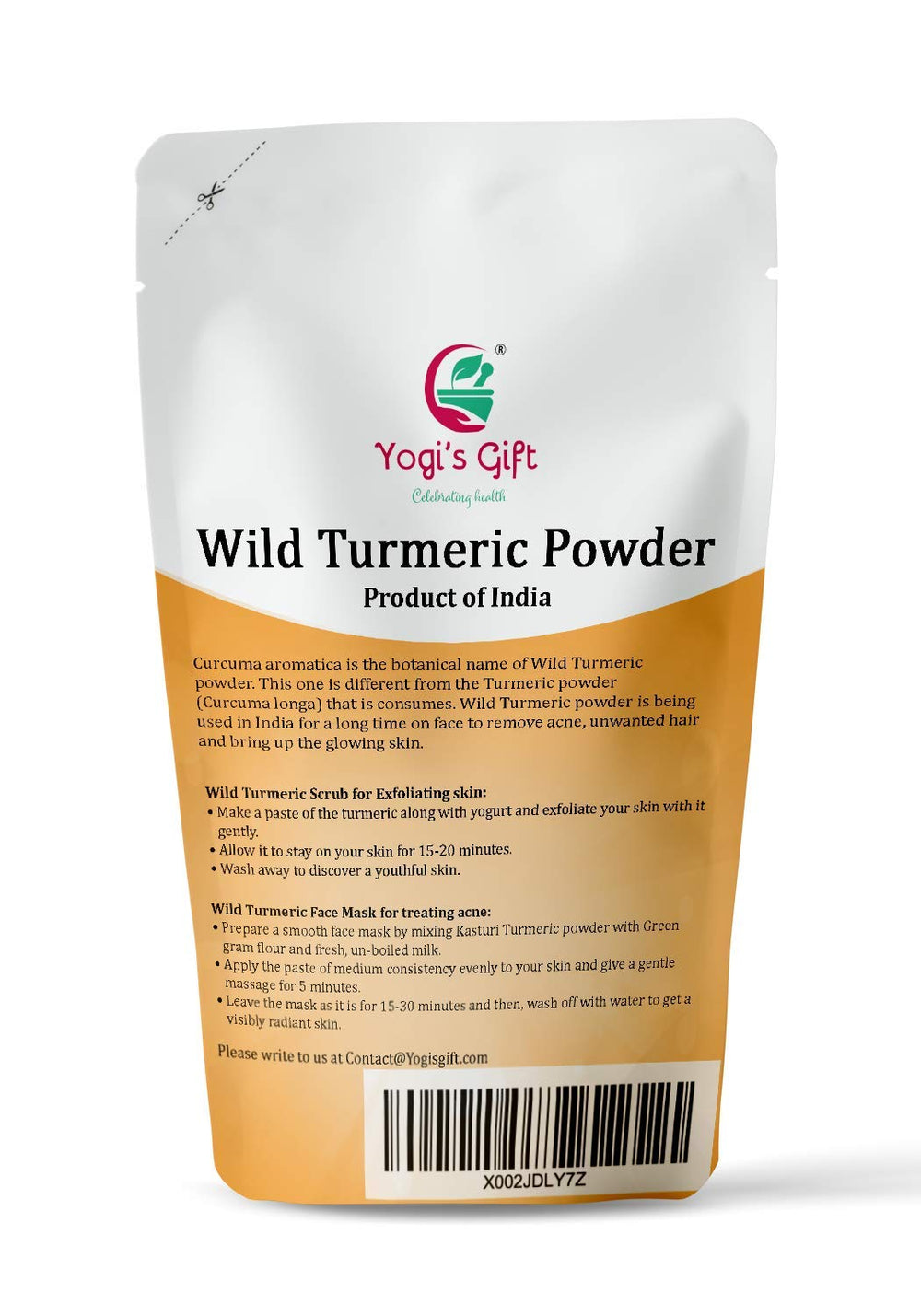 Emballage pratique de curcuma sauvage Yogi’s Gift pour une utilisation simple.