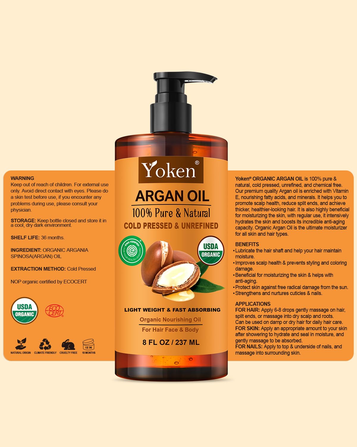 Utilisation corps et ongles avec l'huile d'argan Yoken.